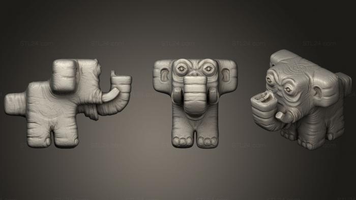 Figurines simple (Cube elephant, STKPR_0302) 3D models for cnc